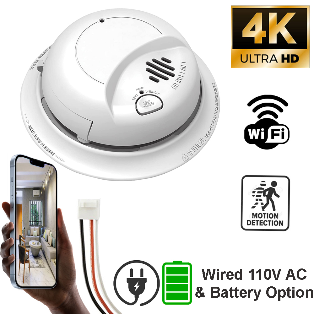 SecureGuard 4K HD Smoke Detector WiFi Spy Camera WiFi Fire Alarm Spy