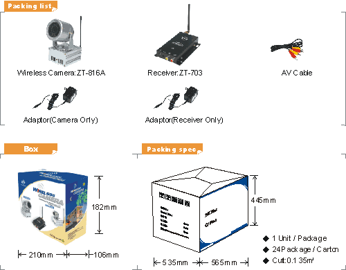 ZTV-816A High Power Nightvision WIRELESS AV COLOR SECURITY CAMERA