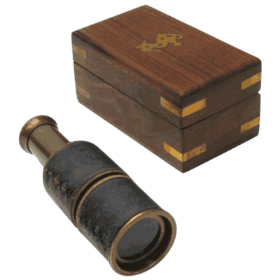 Antique Pullout Telescope Wooden Box