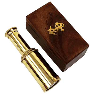 Brass Pullout Telescope w/ Wood Box
