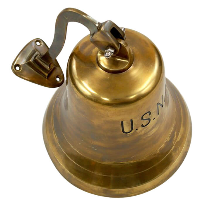 Brass "US NAVY" Bell, Antique Finish Nautical Decor BR18451B by Arm