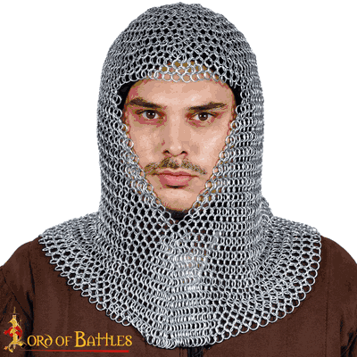 Chainmail Coif  Butted Round Rings  Zinc Coated