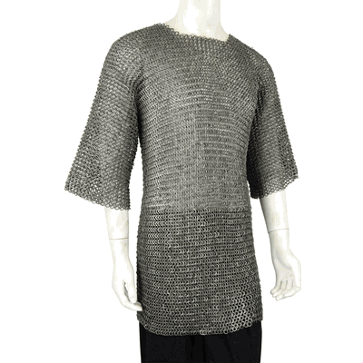 Chainmail Half-Sleeve Haubergeon - Alternating Dome Riveted Flat Rings