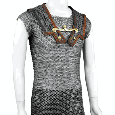 Chainmail Roman Lorica Hamata  Alternating Mild Steel Wedge Riveted Flat Rings and Solid Flat Rings