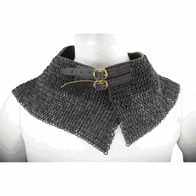 Chainmail Standard  Bishops Mantle  Dome Riveted  Blackened Mild Steel Flat Rings