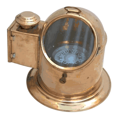 Copper and Brass Binnacle Compass with Oil Lamp.