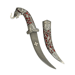 Damascus and Koftgari Inlay Dagger with Elephant Pommel