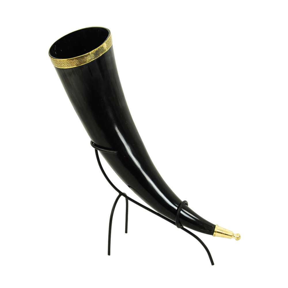 Drinking Horn with Knotwork brass collar and terminal SNHB4232 Drinki