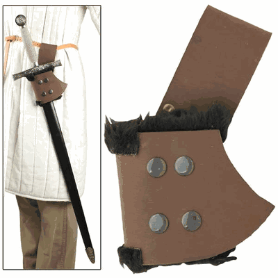Fur Lined Leather Sword Frog Brown