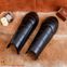 Greaves with Fixed Knee Armor  Blackened  20 Gauge Steel