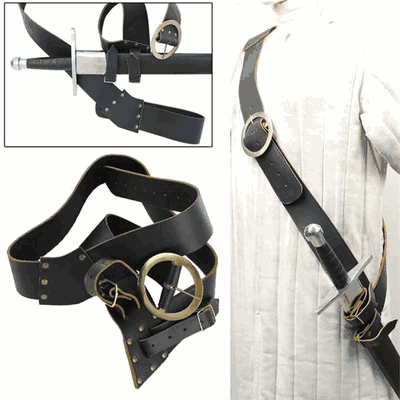 Leather Right Handed European Baldric Black Belt