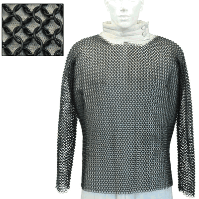 Medieval Hauberk Full Sleeve Blackened Large