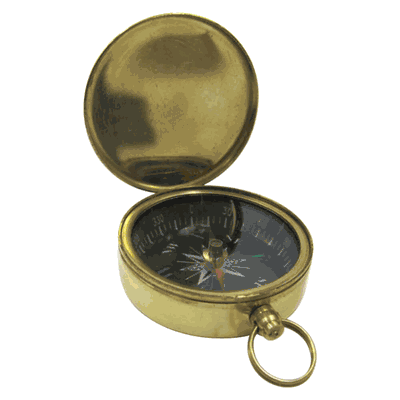 Pocket Compass, Black Dial w/ Green