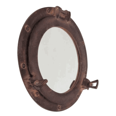 Porthole Mirror Aluminum Red-Brown, 11