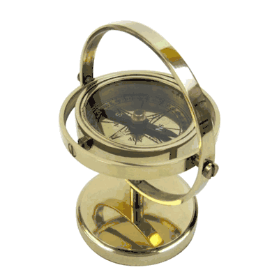 Solid Brass Gimbal Gyroscope Compass with Stand