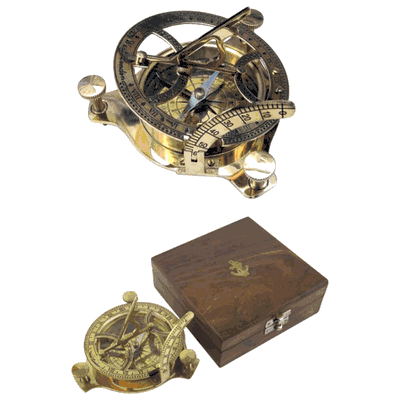 Sun Dial Compass Wood Box