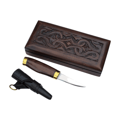 Utility Knife with Carved Wooden Box