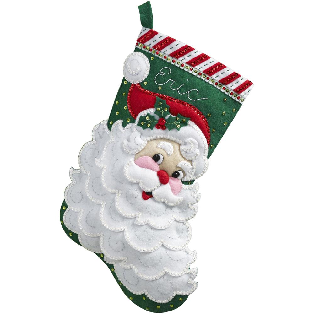 Jolly Saint Nick Felt Christmas Stocking Kit - Felt Stocking Kits