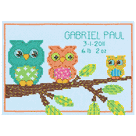 Mini Birth Record - Counted Cross Stitch Kit - Owl