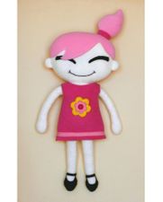 Plush Doll Sewing Pattern & Fabric Kit - Pinky Doll