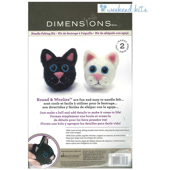 Round and Woolies Cat Needle Felting Kit