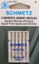 Schmetz Microtex (Sharp) Needles 5 Pack Size 70/10