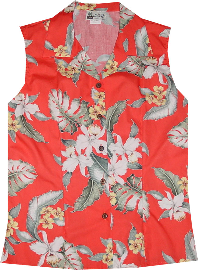 Vintage Ocean Women Sleeveless Hawaiian Shirt