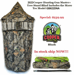 2023 Cooper Hunting Gun Master Chameleon+ Mossy Oak 100% Waterproof Poly Oxford fabric Tree Stand Bind Includes The TM100 Tre Model GB622DNA The ONLY Teestand Blind in the Industry with a 3 Year Warranty