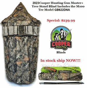 2023 Cooper Hunting Gun Master Chameleon+ Mossy Oak 100% Waterproof Poly Oxford fabric Tree Stand Bind Includes The TM100 Tre Model GB622DNA The ONLY Teestand Blind in the Industry with a 3 Year Warranty