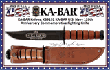 7KA-BAR KB9192 KA-BAR U.S. Navy 120th Anniversary Commemorative Fighting Knife 7" Plain Blade, Leather Handles, Leather Sheath