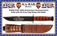 7KA-BAR KB9190 KA-BAR� US Army Tang Stamp 120th Anniversary Commemorative Fighting Knife  Overall Length of 11 7/8" Leather Handle Leather Sheath 