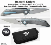 Bestech Knives BT1802A Bestech Shrapnel Flipper Knife 3.42" S35VN Two-Tone Blade, Stonewashed Titanium Handle Knife Bestech Knives BT1802A Bestech Shrapnel Flipper Knife 3.42" S35VN Two-Tone Blade, Stonewashed Titanium Handle Knife