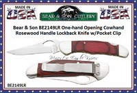 Bear & Son BC2149LR Cowhand Lock back Folding Knife 3-3/4" Closed 2-3/4" Blade, Rosewood Handles Bear & Son BC2149LR Cowhand Lock back Folding Knife 3-3/4" Closed 2-3/4" Blade, Rosewood Handles