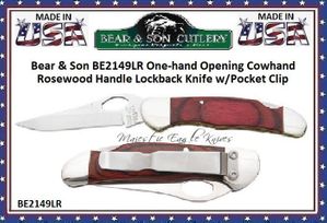  Bear & Son BC2149LR Cowhand Lock back Folding Knife 3-3/4" Closed 2-3/4" Blade, Rosewood Handles