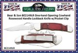  Bear & Son BC2149LR Cowhand Lock back Folding Knife 3-3/4" Closed 2-3/4" Blade, Rosewood Handles