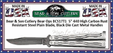 Bear & Son Cutlery BCS17T1 Bear Ops 5" 440 High Carbon Rust Resistant Steel Plain Blade, Black Die Cast Metal Handles  