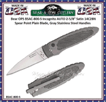 Bear & Son Cutlery Bear OPS BSAC-800-S Incognito AUTO 2.625" Satin 14C28N Spear Point Plain Blade, Gray Stainless Steel Handles