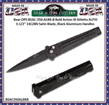 Bear & Son Cutlery Bear OPS BSAC-350-ALBK-B Bold Action III Stiletto AUTO 3.5" 14C28N Satin Blade, Black Aluminum Handles