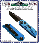 Bear & Son Cutlery Bear OPS Announces The Blue BSAC-1400-ALBL-B New California-Legal Bold Action XIV Automatic Knife 1-3/4" Sandvik 14C28N Stainless Steel Plain Blade 4-1/4" Overall