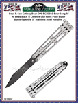 Bear & Son Cutlery Bear OPS BC35010 Bear Song IV Al Bead Black Ti Co knife Clip Point Plain Blade Butterfly Knife 5" Stainless Steel Handles
