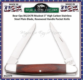 Bear & Son Cutlery Bear Ops BS2247R Muskrat 3" High Carbon Stainless Steel Plain Blade, Rosewood Handle Pocket Knife Bear & Son Cutlery Bear Ops BS2247R Muskrat 3" High Carbon Stainless Steel Plain Blade, Rosewood Handle Pocket Knife