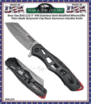 Bear & Son Cutlery Bear Ops BS61123  3" 440 Stainless Steel Modified Wharncliffe Plain Blade W/pocket Clip Black Aluminum Handles Knife  