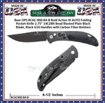 Bear & Son Cutlery Bear OPS BCAC-900-B4-B Bold Action IX AUTO Folding Pocket Knife 2.75" 14C28N Bead Blasted Plain Black Blade, Black G10 Handles with Carbon Fiber Bolsters