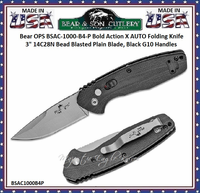 Bear & Son Cutlery Bear OPS BSAC-1000-B4-P Bold Action X AUTO Folding Knife 3" 14C28N Bead Blasted Plain Blade, Black G10 Handles Bear & Son Cutlery Bear OPS BSAC-1000-B4-P Bold Action X AUTO Folding Knife 3" 14C28N Bead Blasted Plain Blade, Black G10 Handles