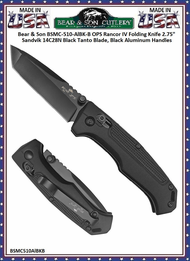 Bear & Son Cutlery Bear Ops BSMC-510-ALBK-B Rancor IV Slide Lock Black 2-3/4" Plain Tanto Point Blade Aluminum Folding Pocket Knife 