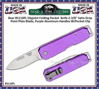 Bear & Son Cutlery BS110PL 3-7/8 Closed 2-3/8 Lightweight Slip Joint Drop Point Plain Blade Aluminum Handle Pocket Knife Bear & Son Cutlery BS110PL 3-7/8 Closed 2-3/8 Lightweight Slip Joint Drop Point Plain Blade Aluminum Handle Pocket Knife