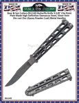 Bear & Son Cutlery BS114D Butterfly Knife 3-5/8" Clip Point Plain Blade High Definition Damascus Steel, Silver Vein Die cast Zinc (Epoxy Powder Coat) Metal Handles