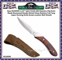 Bear & Son Cutlery BS2009 2-1/2" 440 Stainless Steel Fixed Blade Caper Knife Rosewood Handle Quality Leather Sheath Bear & Son Cutlery BS2009 2-1/2" 440 Stainless Steel Fixed Blade Caper Knife Rosewood Handle Quality Leather Sheath