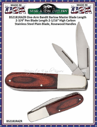 Bear & Son Cutlery BS2181RAZR One-Arm Bandit Barlow Master Blade Length 2-3/4″ Pen Blade Length 2-1/16″ High Carbon Stainless Steel Plain Blade, Rosewood Handles