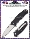 Bear & Son Cutlery BS61102B Bear Edge 3-3/8" 440 Stainless Steel Plain Blade Black G10 Handle Trigger Flipper Pocket Knife